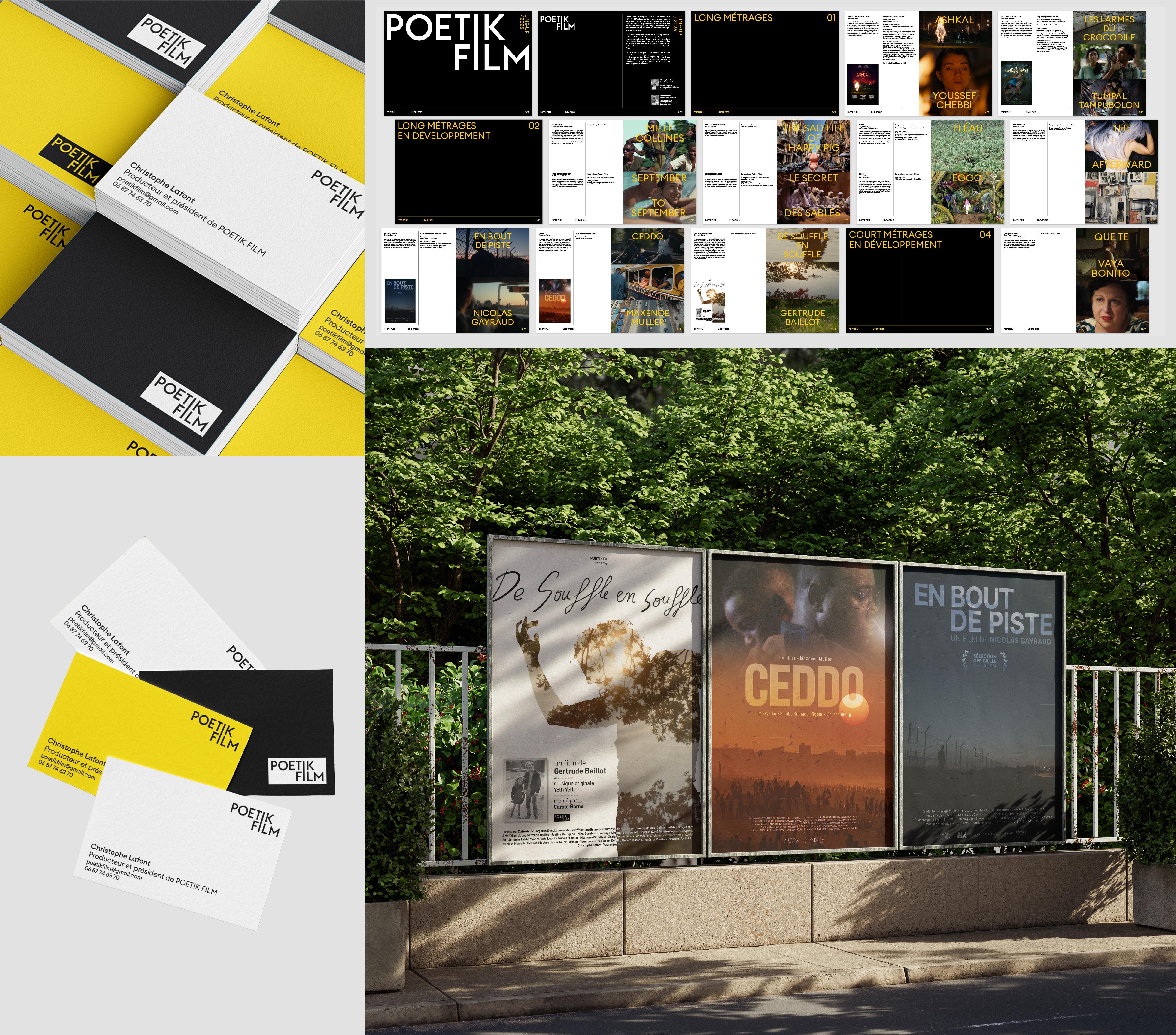 planche de présentation Poetik Film (cartes de visite, affiche de film, PDF)