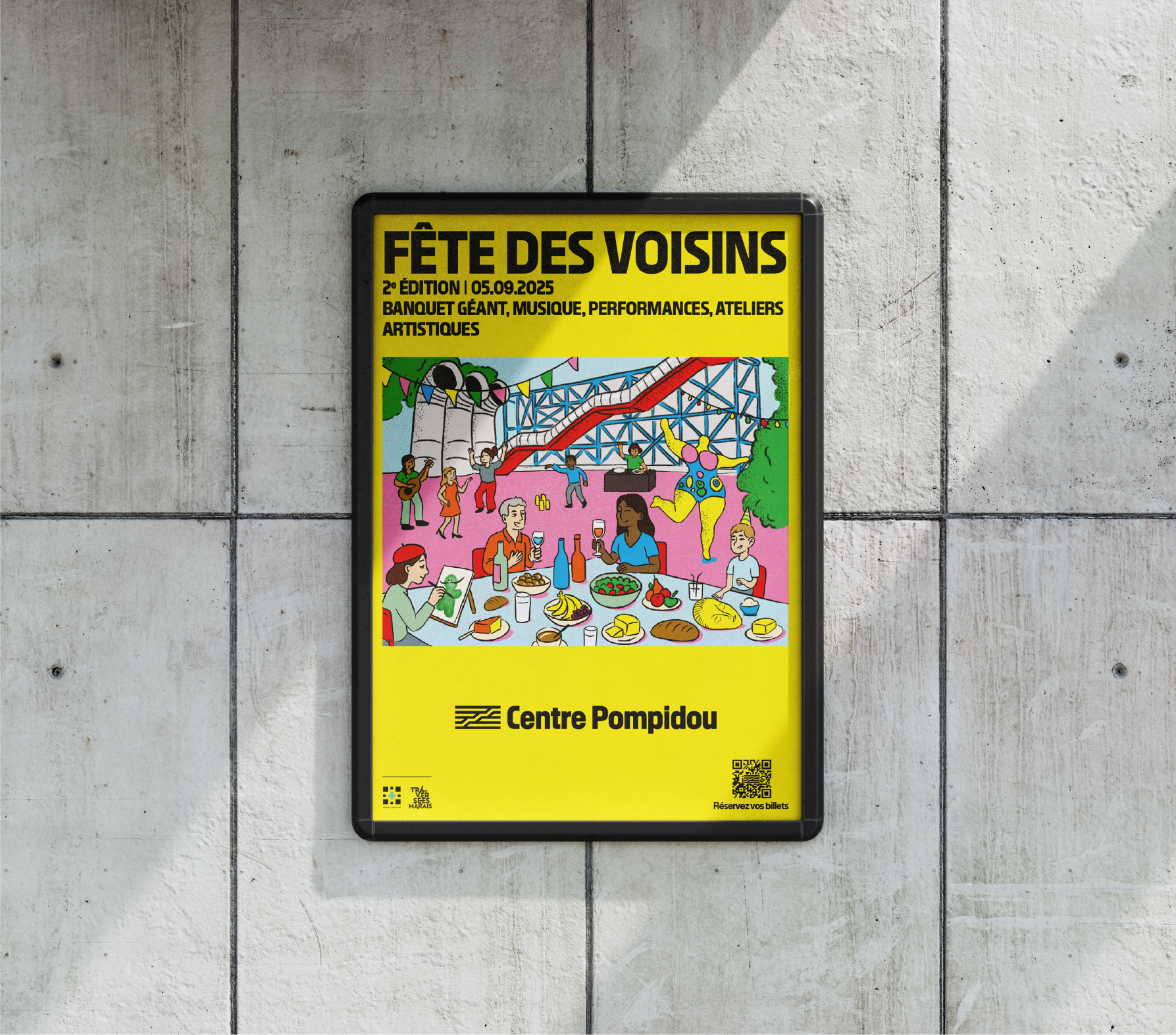 Affiche illustrée Fête des voisins