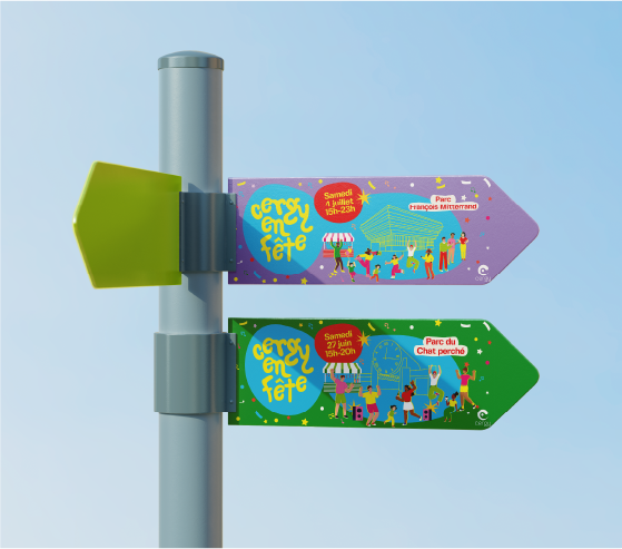 Cergy en fête - panneaux directionnels - signalétique