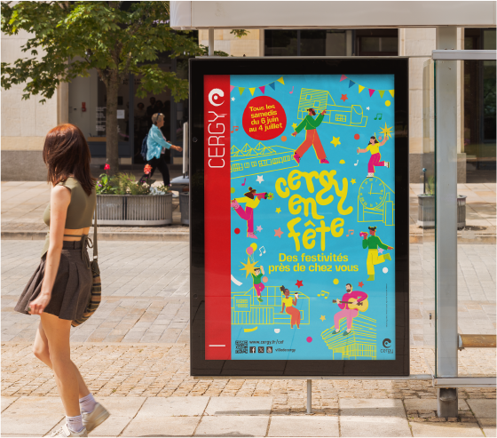 Cergy en fête - affiche dans la rue