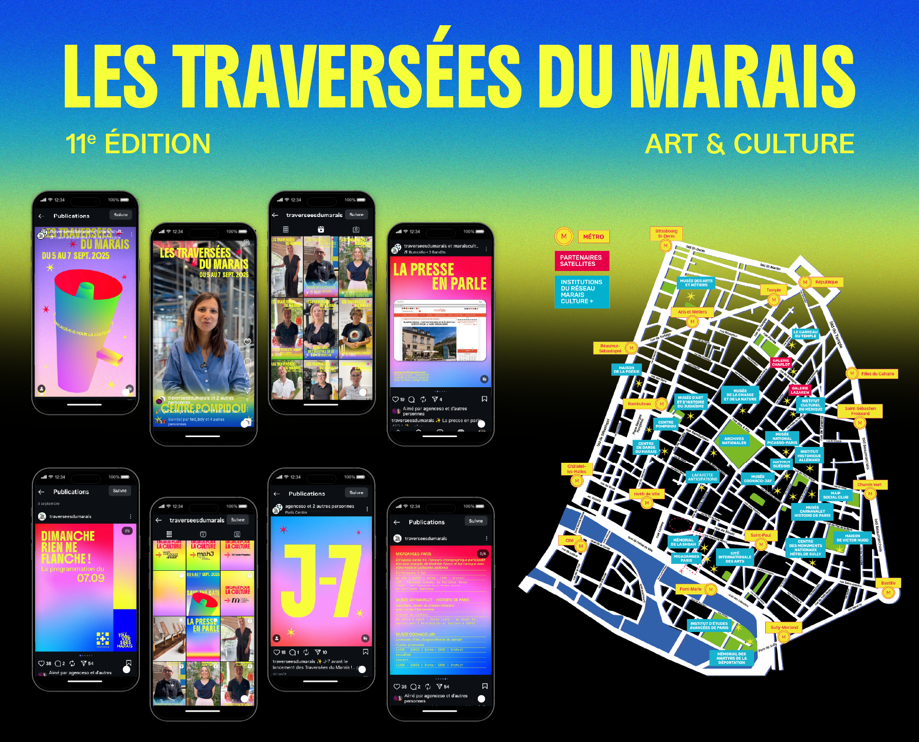 Traversées du Marais 11 - plan et réseaux sociaux